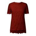 thumbnail image 4 of Haut en Dentelle pour Femmes Col Rond Crochet Manches Courtes - T-Shirt Décontracté d'Été - TTTG-TTTTTG, 4 of 4
