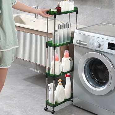 TopLLC Storage Bins Slim Rolling Storage Cart For Laundry Room Organization, 4 Tier Mobile Shelving Unit With Wheels Rolling Utility Cart Storage Rack For Kitchen Bathroom Laundr Storage Bags