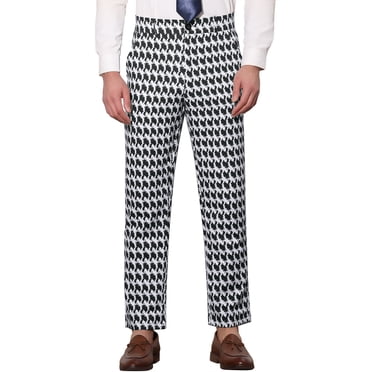 INSPIRE CHIC Pantalon Habillé Décontracté pour Homme à Imprimé Géométrique à Blocs de Couleur, devant Plat, 28, Noir Foncé