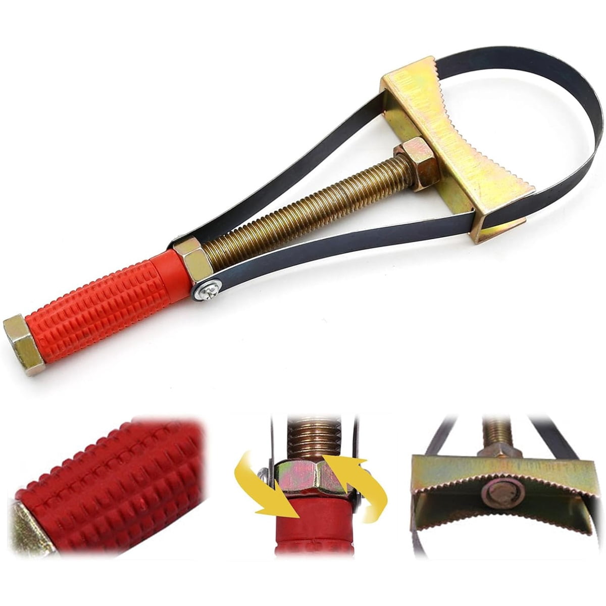Heavy Duty Oil Filter Wrenches, Adjustable Oil Filter Wrench Removal Tool, Strap Wrench for Larger Size Oil Filters, Truck, Tractor, Excavators, Adjustable Strap 9-15cm Diameter (Large)