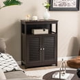 thumbnail image 2 of Costway Armoire de Rangement de Salle de Bain Armoire de Sol en Bois avec Double Porte à Persiennes Café, 2 of 10