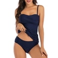 thumbnail image 1 of UPPADA Womens Two Piece Tankini Set Solid Spaghetti Straps Swimsuits with Brief Tummy Control Modest Bathing Suits Full Coverage 2 Piece Beachwear Modest Bathing Suits for Women Over 50 Navy,S, 1 of 5