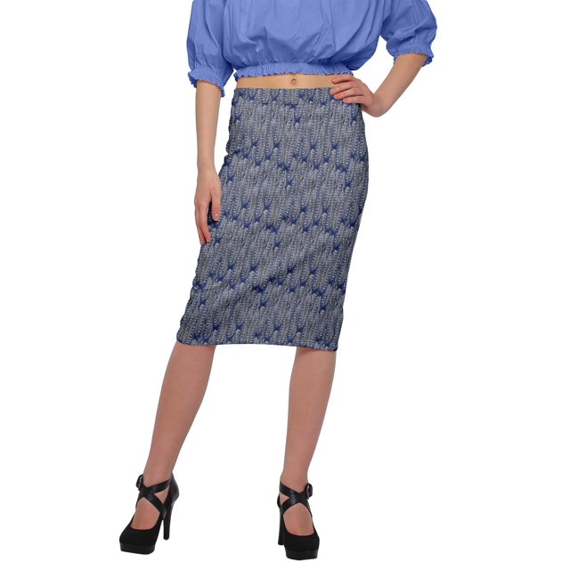 Moomaya Jupe Imprimée Longueur Genou pour Femmes Grande Taille Jupe en Poly Spandex