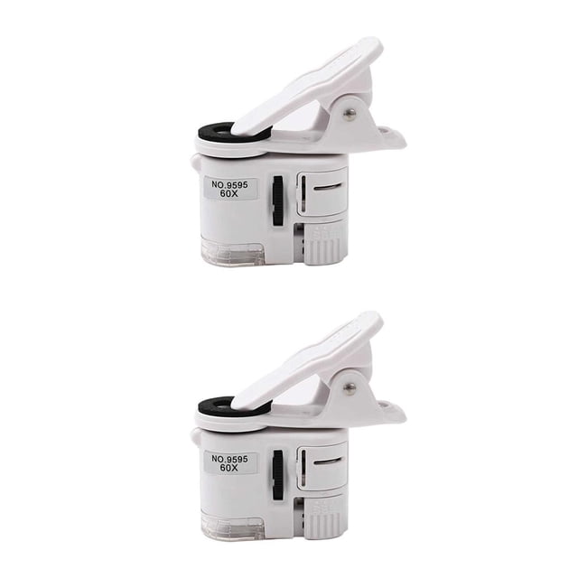 ziyahi 60X Mobile Phone Microscope Lens Clip-type for Micro Camera Clip with NE white 2Set