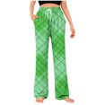 thumbnail image 3 of RKSTN Green Pajama Pants Men Plaid Print Plus Size Elastic Drawstring Waist Color Block Relaxed Wide Leg Long Pants with Pockets Unisex, 3 of 6