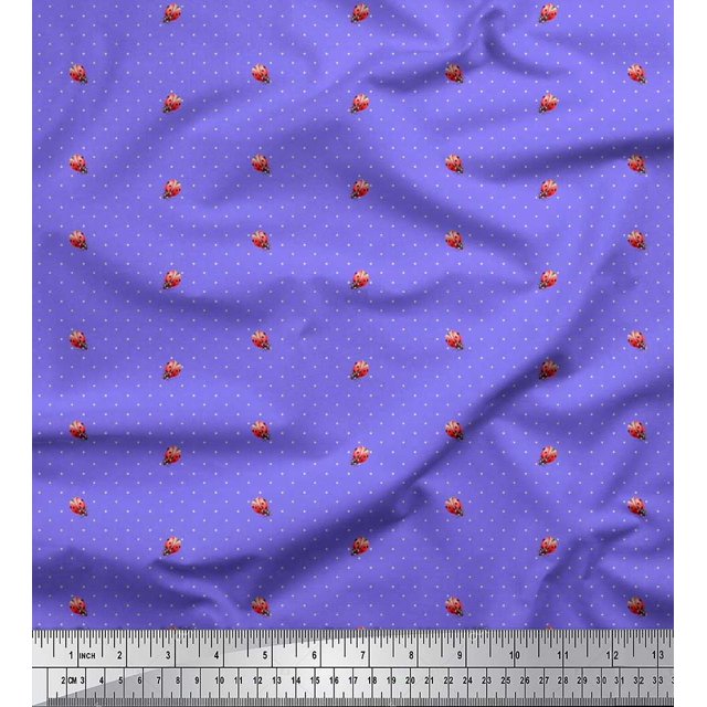 Soimoi Tissu en Rayonne Imprimé de Points et Insectes 1 Yard 56 Pouces de Large