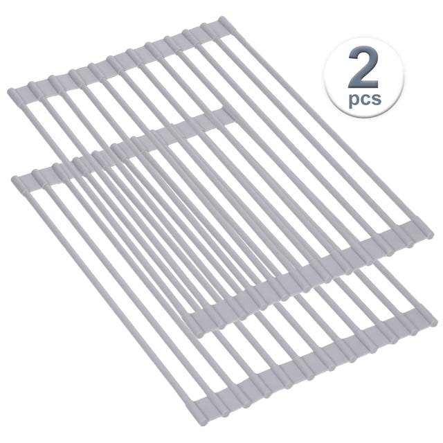 Égouttoir à Vaisselle Enroulable 2 Pcs Polyvalent, Roulant au-Dessus de l'Évier