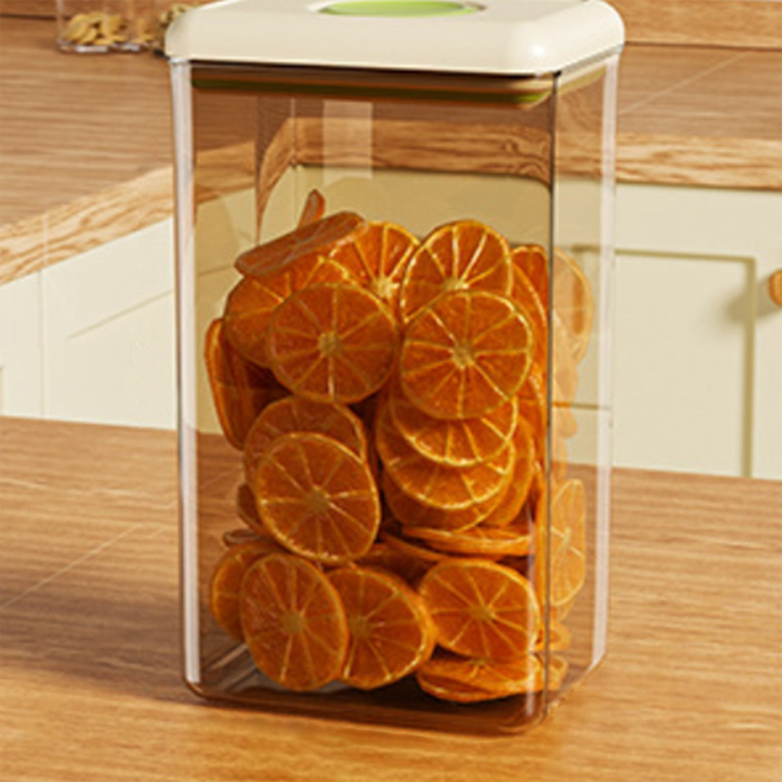 Apmemiss Clearance Push-Button Airtight Container Plastic Food Storage Canister Dry Food Dispenser Jar Grain Storage Bin