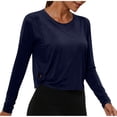 thumbnail image 1 of cfhntfmh Hauts Courts à Manches Longues pour Femmes, Chandails d'Entraînement Athlétiques de Gym, T-Shirt Court à Col Rond, Chandail de Course pour Femmes, 1 of 7