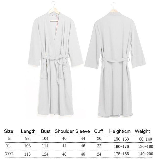 Peignoir Gaufré Uni Absorption d'Eau Peignoir de Bain Robe de Maison Nuisette Peignoir de Spa Peignoir pour Femmes