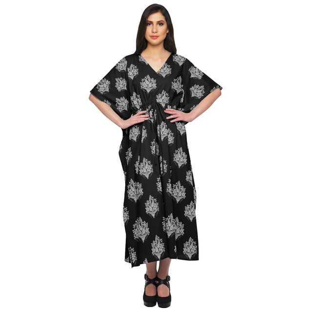 Moomaya Sortie de Plage Kaftan pour Bikini, Robe Caftan Longue Maxi pour Femmes - L-XL