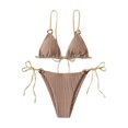 thumbnail image 2 of CNKOO 2 Pcs/Set Summer Bikini Set Solid Color Spaghetti Strap Hoop Classic Women Swimsuit for Water Sports, 2 of 3