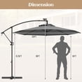 thumbnail image 3 of Costway 10FT Patio Offset Umbrella Sun Shade Solar Powered LED 360° Rotation Gray, 3 of 7