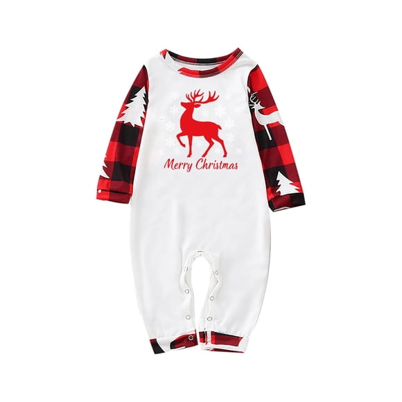 RXMEKW Christmas Tree Print Pajama Set for Baby Family Matching Sleepwear Long Sleeve Romper Red 12M