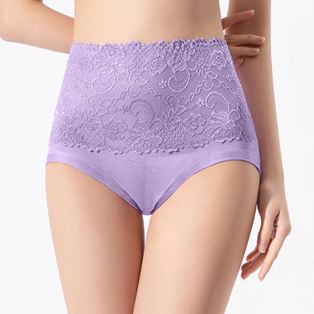 XZNGL Womens Underwear High Waisted Breathable Lace Trimmed Solid High Waisted Triangular Underwear for Women High Waist Underwear Women Underwear High Waist Womens High Waisted Underwear