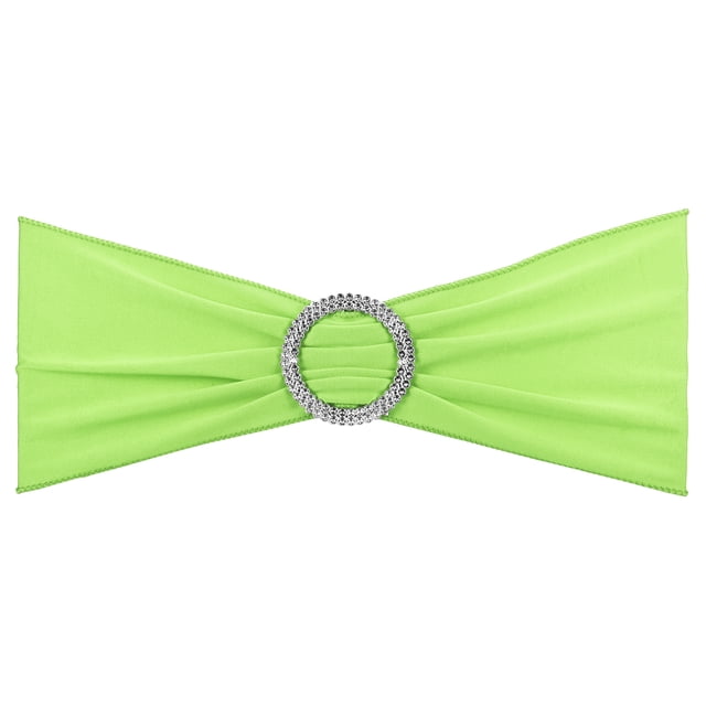 Unique Bargains 14'x5' Stretch Chair Sashes Bows Chair Bands Sashes with Buckle Slider Light Green 25 Pack