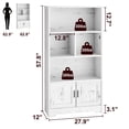 thumbnail image 2 of Wood Bookcase with Doors White Bookshelf with LED Lights Modern Storage Rack 3 Shelf Standing Bookshelves Large Display Shelf Unique Book Shelf for Bedroom, Living Room, Home Office, 2 of 9