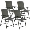 thumbnail image 1 of Gymax Chaise Pliante en Rotin Brun 4 Pcs Mobilier d'Extérieur Intérieur, 1 of 10