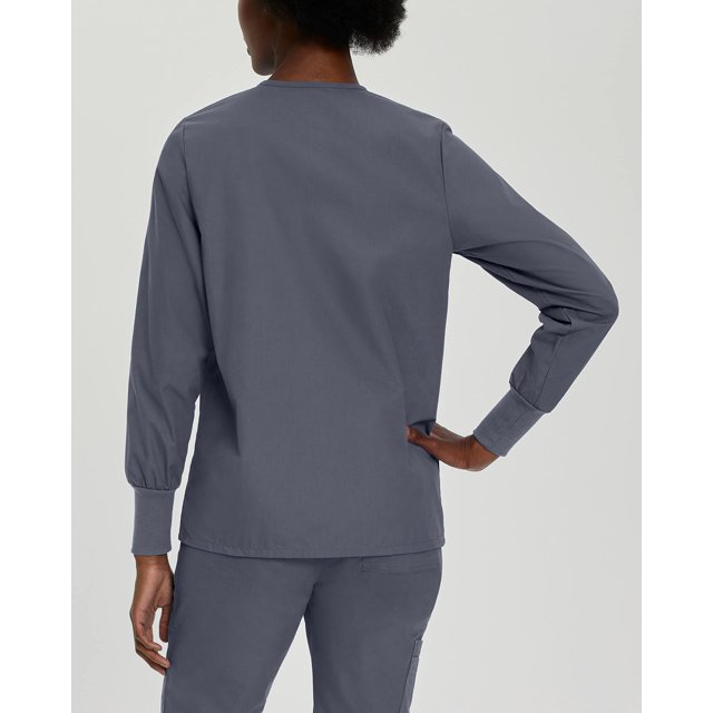 Landau Essentials Veste d'Uniforme à 4 Poches pour Femmes : Coupe Classique et Décontractée, Col Ras du Cou, devant à Boutons-Pression et Poignets en Tricot 7525