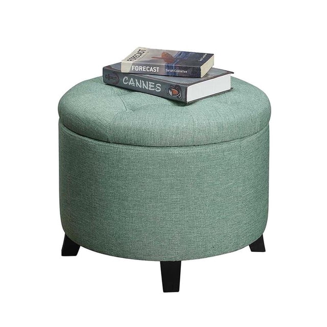 Convenience Concepts Designs4Comfort Pouf Rond en Tissu Vert Menthe