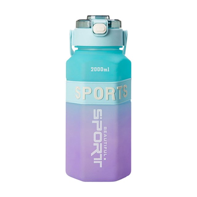 Ohufall Bouteille d'Eau de Sport en Plastique 66oz Couleur Dégradée Portable Gobelet Hexagonal Spatial Extérieur gyn Randonnée Grande Bouteille d'Eau