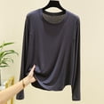 thumbnail image 2 of Haut de Pyjama en Modal pour Femmes 2025 Été T-Shirts à Col Rond Chandails à Manches Longues Coupe Décontractée Vêtement de Nuit Confort Tenue d'Intérieur Ultra Doux Chemise de Nuit Texturée, 2 of 4