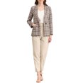 thumbnail image 2 of INSPIRE CHIC Blazers pour Femmes Revers Cranté Manches Longues un Bouton Blazer à Carreaux Brun Beige G, 2 of 7