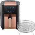 thumbnail image 2 of 7 Qt XL Air Fryer with Dehydrator – 1700 W, 3 Racks, Touchscreen, Preheat & Broil (Copper), 2 of 6