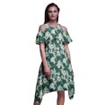 thumbnail image 1 of Bimba Robe d'Été Style Chic à Épaules Dénudées Imprimé Teinture sur Nœuds Vert pour Femmes - TTTG, 1 of 6