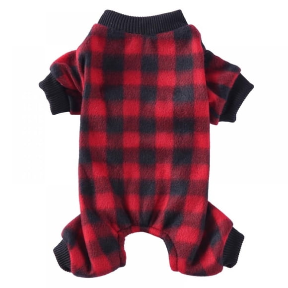 YOPTOP Dog Pajamas Buffalo Plaid Dog Pjs Thermal Dog Onesie Winter Dog Clothes Doggie Pet Coat for Small Medium Dogs,black&red,L