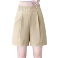 thumbnail image 1 of Timegard Womens Dressy Shorts Plus Size Elastic High Waisted Comfy Ruched Straight Leg Work Casual Shorts, 1 of 7