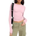 thumbnail image 1 of ORUYROP Womens Long Sleeve Fall Fashion 2023 Crop Tops Basic Layering Workout Slim Fitted T Shirts Y2K Tops, 1 of 5