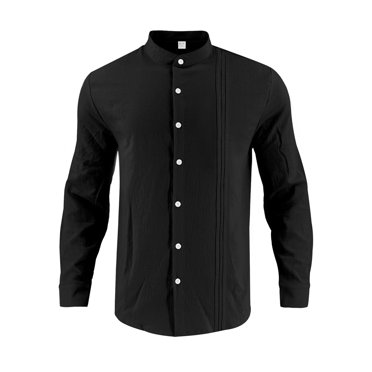 Chbgutlmr Fall Mens Shirts Button up Pleated Loose Long Sleeve Shirts Casual Lightweight Business Work Tops