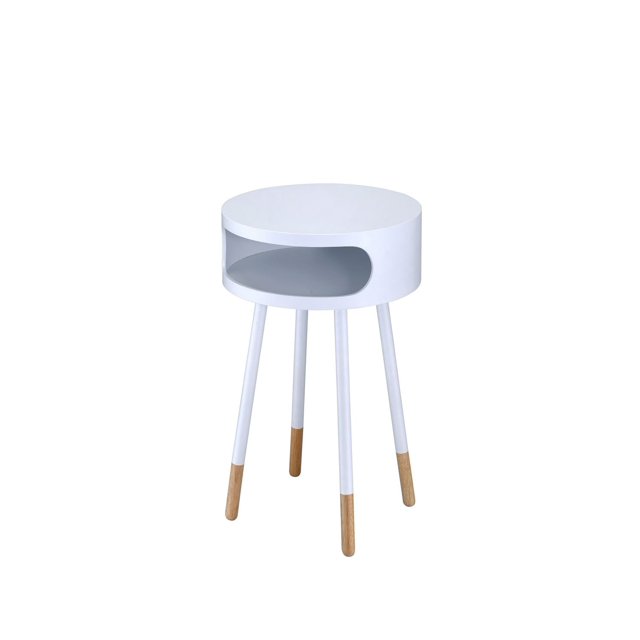 Table de bout ACME Sonria, blanc et bois naturel