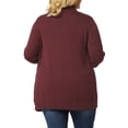 thumbnail image 3 of GRACE & GRANDEUR Women's Plus Size Open Front Long Sleeves Sweater Mid Length Cardigan 2X Burgundy, 3 of 7