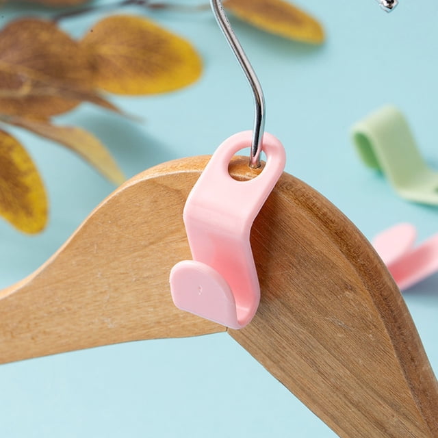 10 Pcs Crochets de Connecteur pour Cintres, Mini Crochets en Cascade pour Cintres en Velours Câlins, Cintres en Bois, Robustes et Gain de Place pour Garde-Robe (Rose)