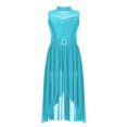 thumbnail image 3 of RUNQHUI Robe de Danse Ballet Lyrique Sans Manches pour Filles avec Strass, Justaucorps Latin Jazz Moderne Turquoise 8, 3 of 7