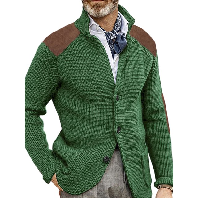 MAWCLOS Mens Cardigan Sweater Long Sleeve Jacket Button Down Coat Knitted Winter Warm Open Front Outwear Green M