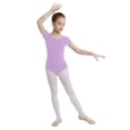 thumbnail image 2 of CHICTRY Filles Enfants Justaucorps de Gymnastique Basique à Manches Courtes Extensible Ballet Danse Justaucorps Haut Violet 4, 2 of 7