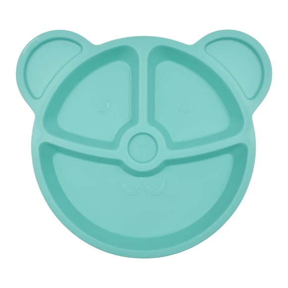 Mainstays Plastic Aquarelle Blue 3 Compartments Bear Shaped Kids Divider Plate, 1 Piece
