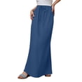 thumbnail image 1 of GPOECD Linen Maxi Skirts For Women Summer Comfortable Drawstring Waist A Line Boho Long Flowy Skirt, 1 of 7
