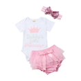 thumbnail image 4 of Ensemble de 3 Pcs pour Nouveau-Née Fille Princess : Barboteuse Justaucorps Combinaison Robe Tutu Bandeau Vêtements Tenue, 4 of 4