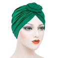 thumbnail image 3 of Women Solid Color African Turban Flower Knot Pre-Tied Bonnet Beanie Cap Headwrap, 3 of 6