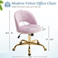 thumbnail image 2 of Ktaxon Office Desk Chair Adjustable Flannel Computer Task Chair Small Rolling Vanity Stool with Wheels for Study Make-up Dressing Room Light Purple, 2 of 7