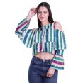 thumbnail image 2 of Moomaya Button Front Cold Shoulder Top Printed  Casual Loose Blouse Short Top, 2 of 4