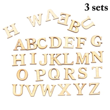3 Sets Wood Cutout DIY Letter Shape Multi-purpose Wood Slice Craft Embellishment