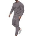 thumbnail image 2 of DPTALR Men Casual Solid Round Neck Pullover Sports Suit Long Sleeve Trousers Two-Piece Tracksuit, 2 of 8