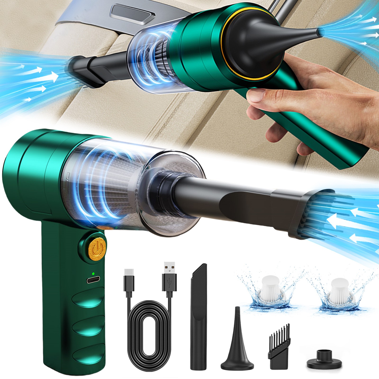 Dvkptbk Handheld Vacuum Car Portable Handheld Small Vacuum Cleaner Wireless Home Car-Use Rechargeable High-Power Powerful Vacuum Cleaner Car Accessories