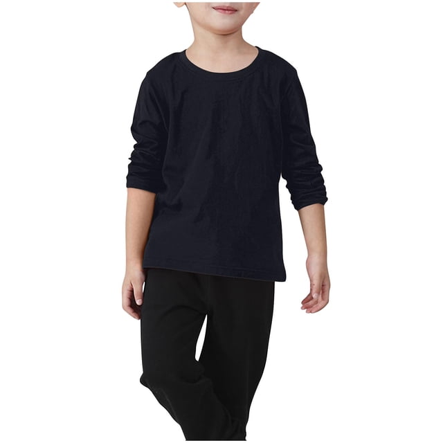 T-shirts à Manches Longues pour Filles, Hauts d'Automne pour Enfants, Col Ras du Cou, T-Shirts Basiques