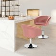 thumbnail image 3 of Gymax Ensemble de 2 Chaises Modernes en Velours Tabouret de Bar à Hauteur Réglable Pivotant à 360° Rose, 3 of 10